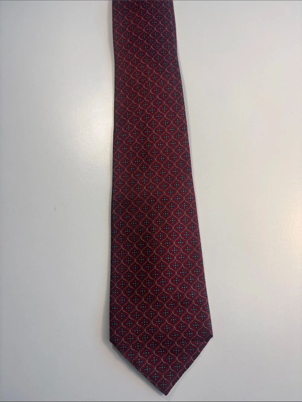 Vintage Lanvin Burgundy Geometric Tie -600sku